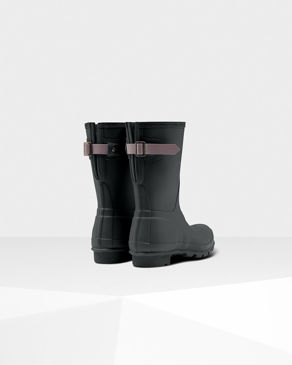 Womens Short Rain Boots - Hunter Original Back Adjustable (05TENWXUG) - Deep Green/Purple